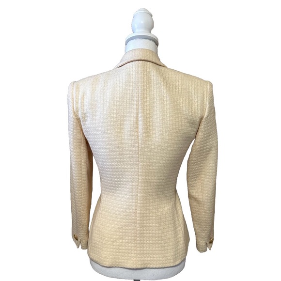 Vintage Wool Blazer Made in USA Blazer Business Suit Cream Petite Sz 2 Like New - Picture 3 of 12